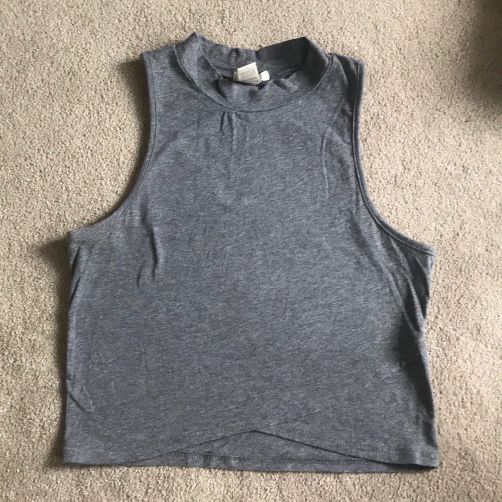 High necked gray crop top